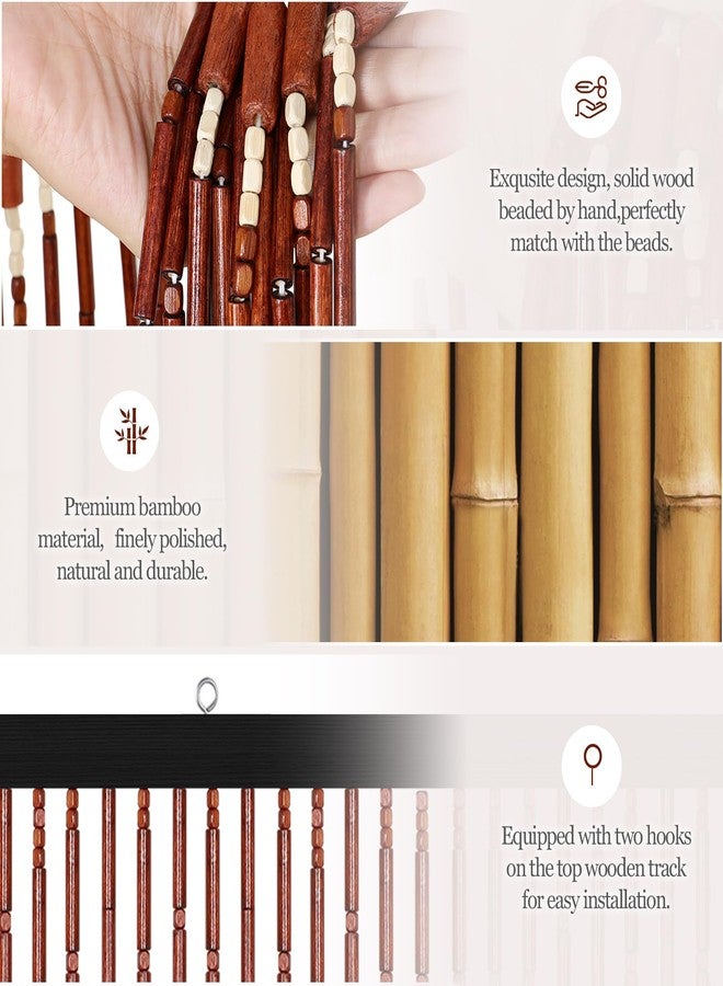 Boshen Bamboo Beaded Curtain Boho Bead Curtain 52 Strands 35.4x74.8inch Natural Wooden Door Bead Curtain Handmade for Doorway Hanging Door Beads Room Divider Home Decor - Image 3